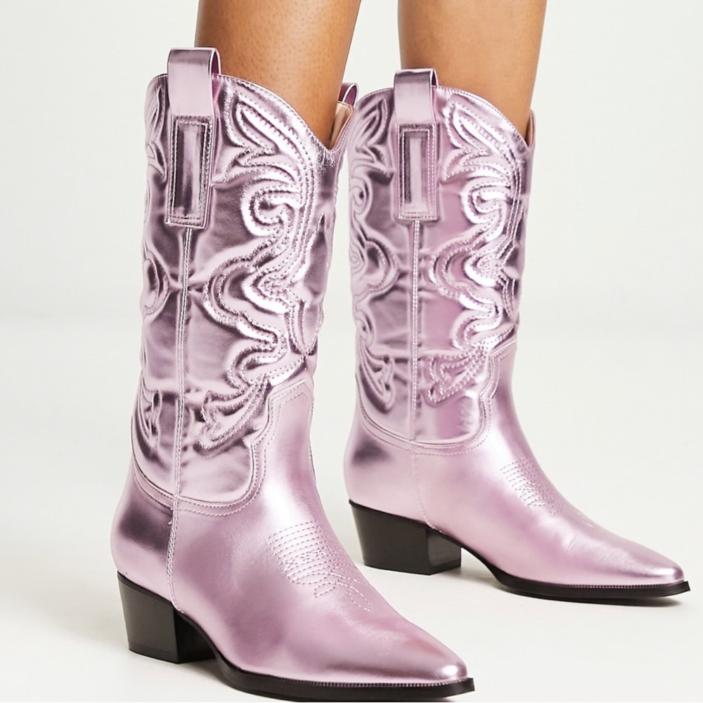 Glamorous brand Metallic Pink Cowboy Boots